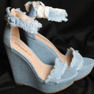 Blue Denim Wedges